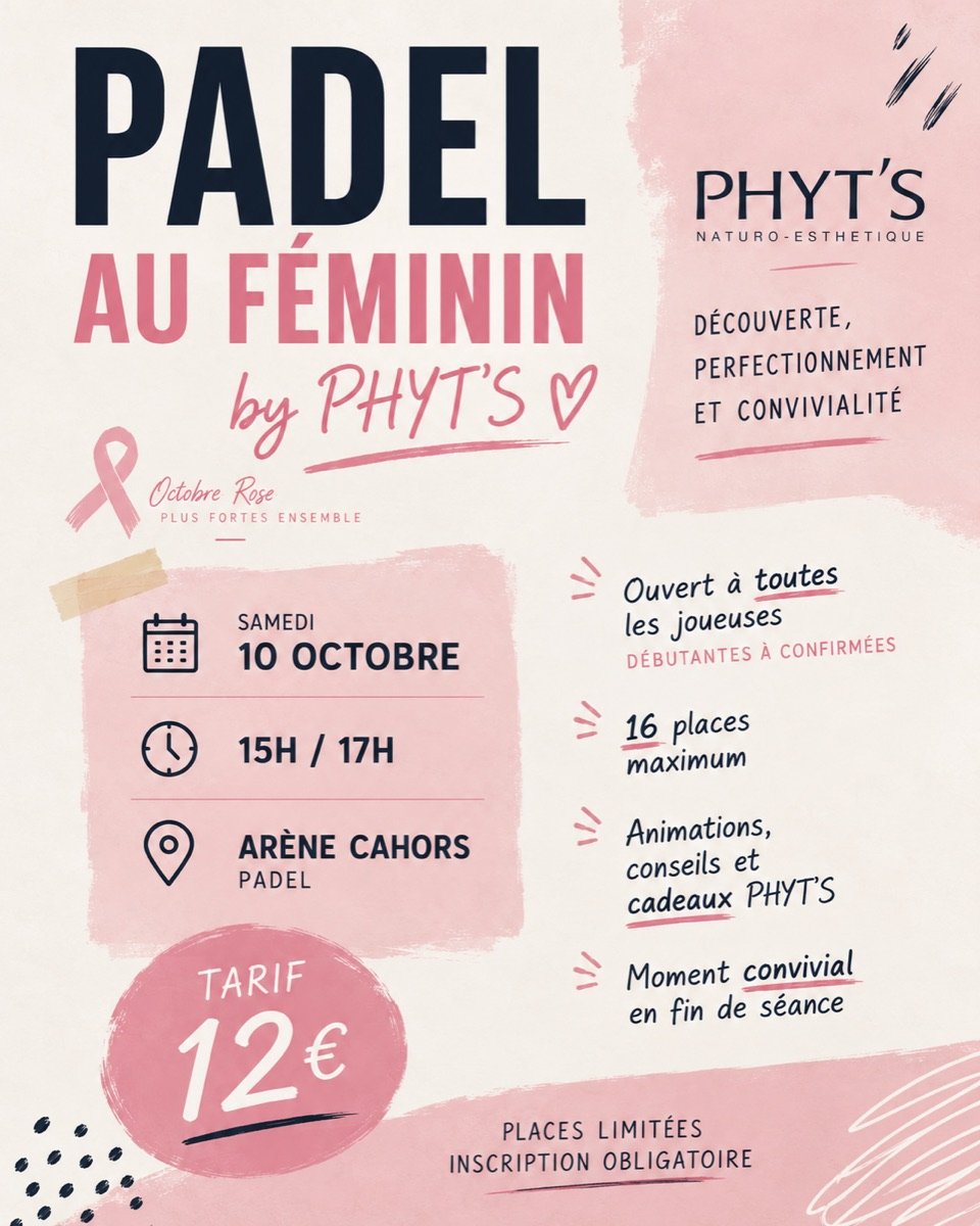 Affiche padel au féminin Octobre Rose