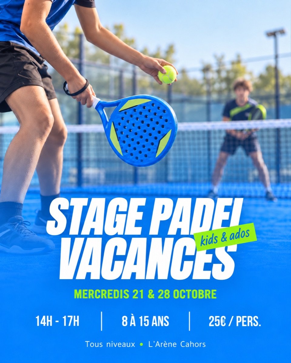 Affiche du stage de padel vacances pour les jeunes
